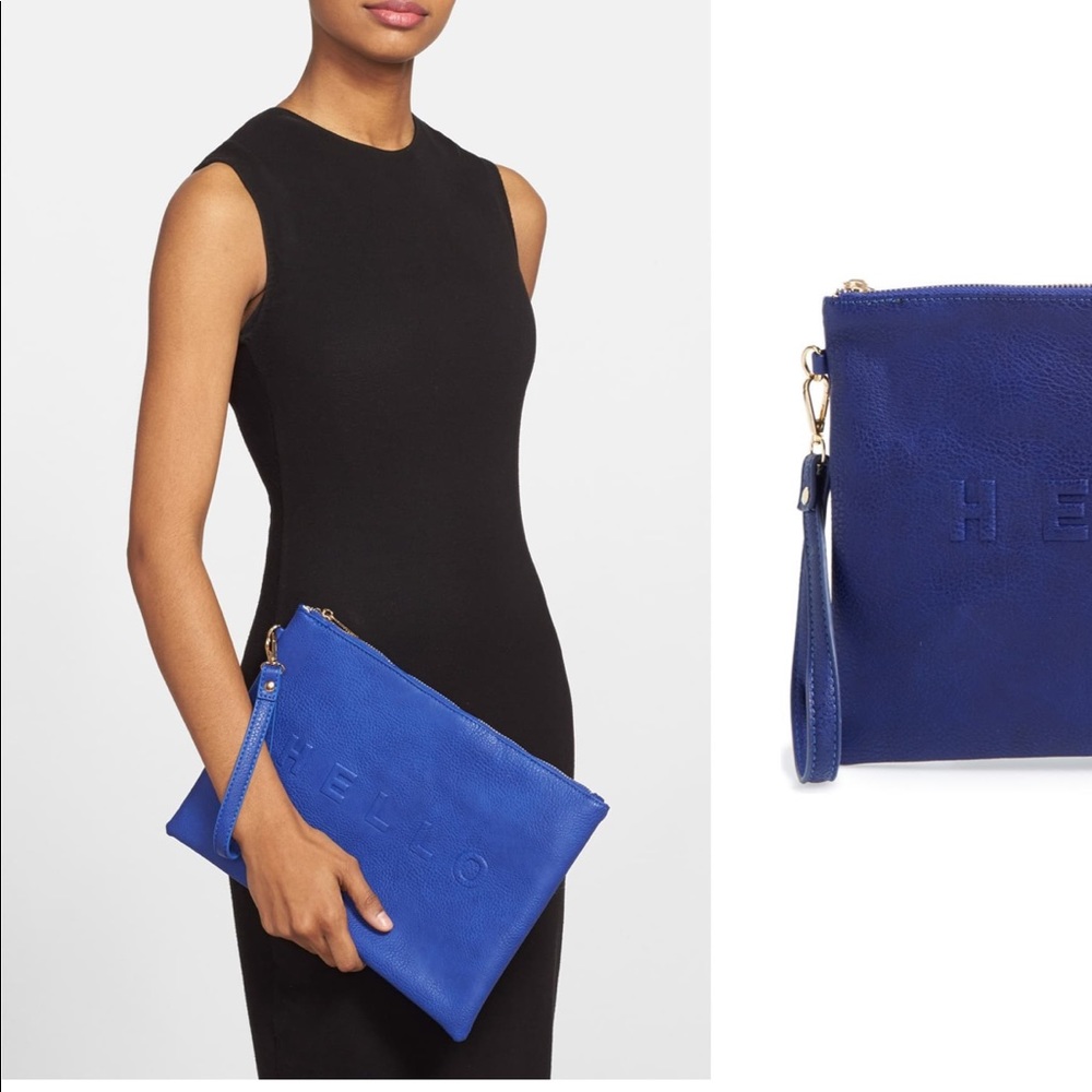 Blue Leather Oversized Clutch / Laptop Case
